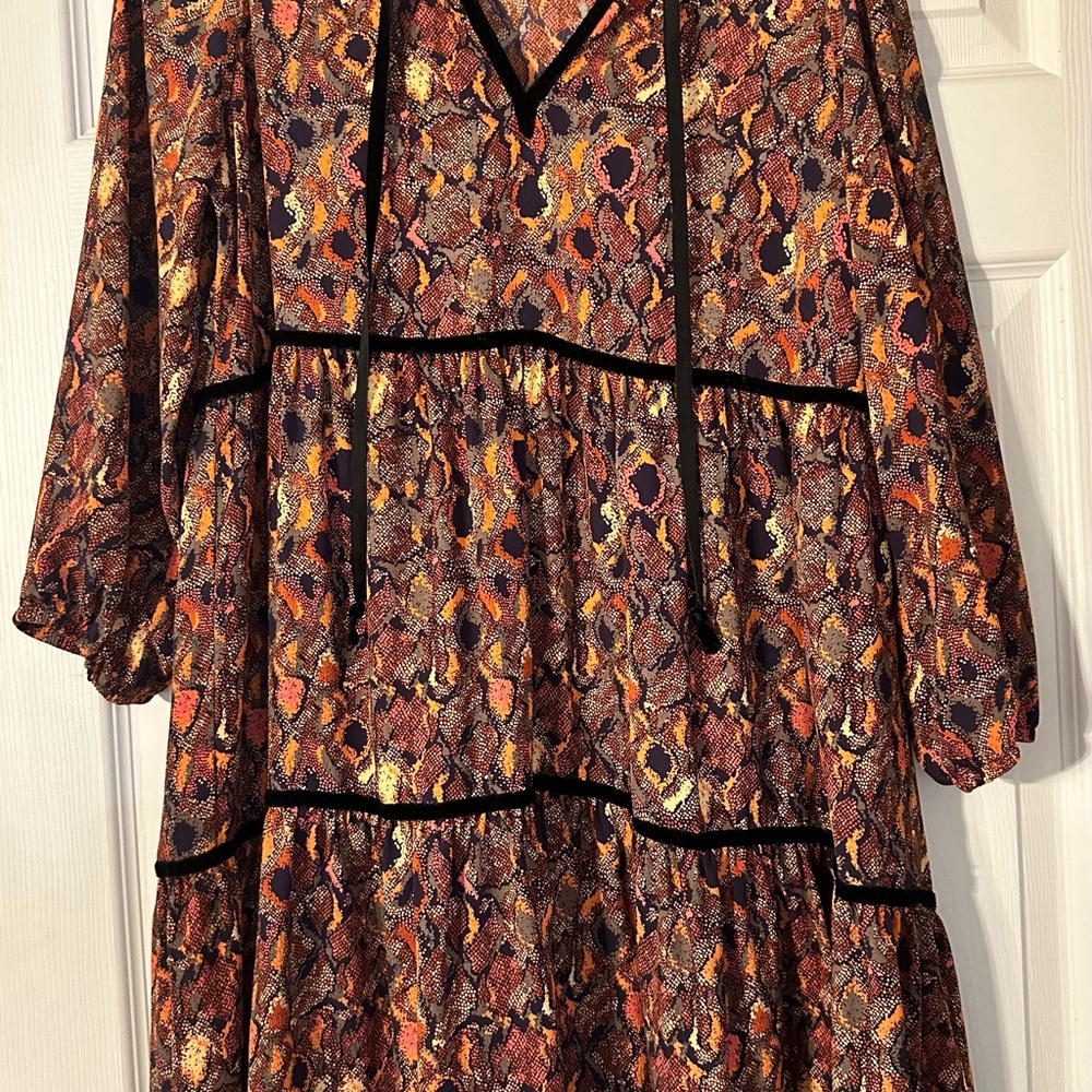 Boho Tiered Print Tunic Dress in Multicolor
